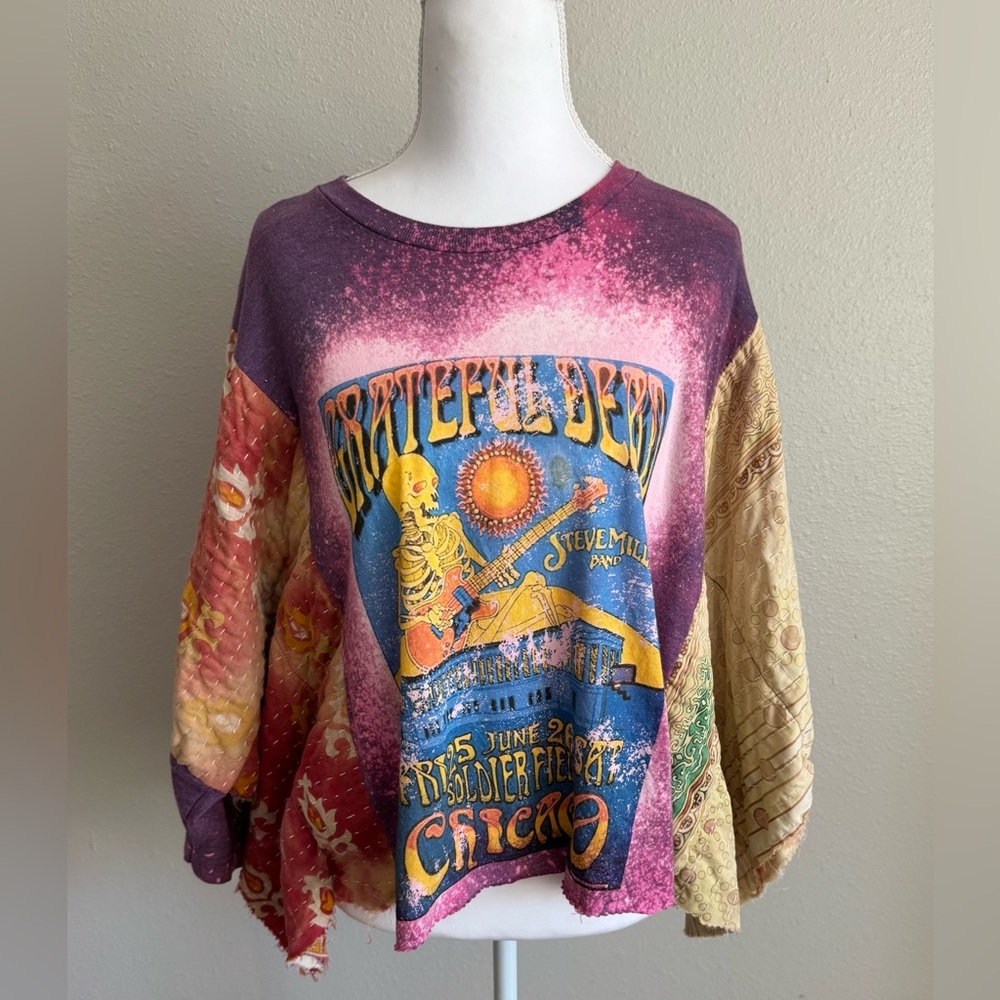 Grateful Dead Graphic Patchwork Upcycled Rocker T… - image 1